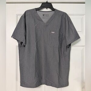 Figs Leon Scrub Top Large Gray Two Pocket V Neck Stretch FM1500 Graphite
